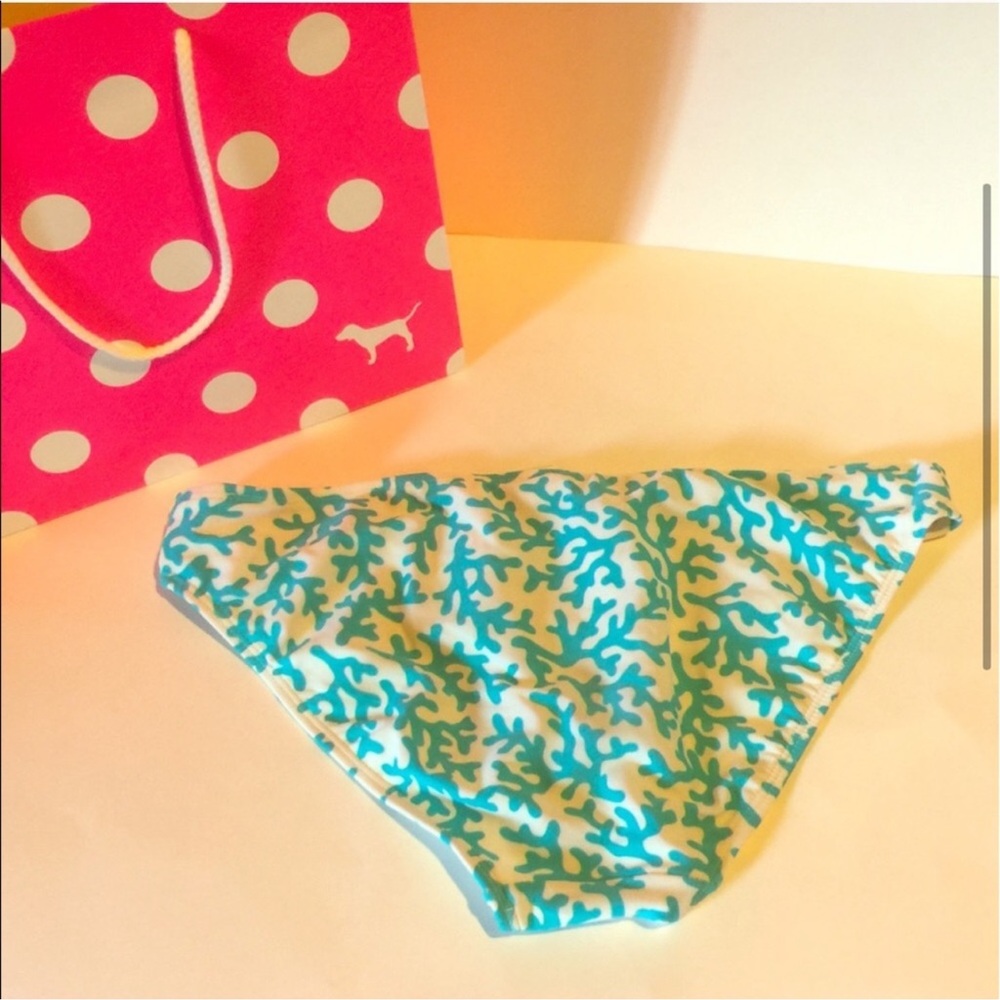 Old Navy Coral Print Bikini Swim Bottoms Women’s Small Blue Cream nwot - Picture 8 of 8
